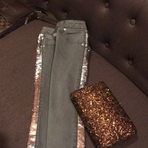 Brown skinny jeans with Sequins